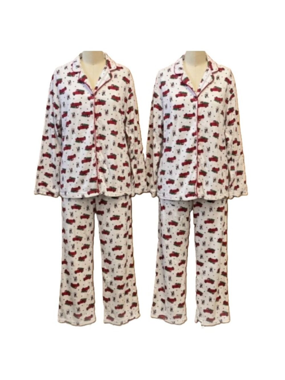 Disney Mickey Mouse Christmas Red Truck Flannel Pajama Set Matching Pair Adult X